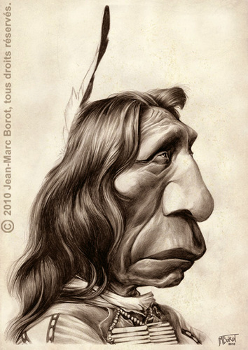 Cartoon: Red Cloud (medium) by jmborot tagged red,cloud,sioux,indians,caricature,jmborot