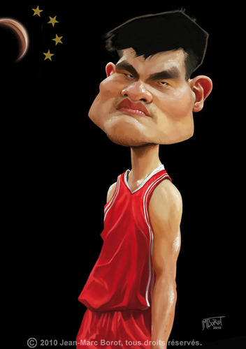 Cartoon: Yao Ming (medium) by jmborot tagged yao,ming,basketball,caricature,jmborot