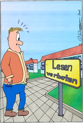 Cartoon: Schild lesen (medium) by chaosartwork tagged schild,lesen,verboten,verbotsschild,widerspruch