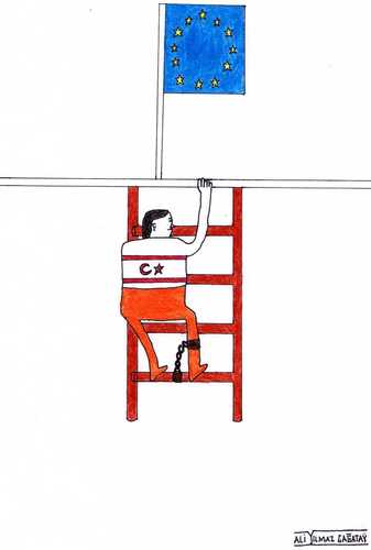 Cartoon: Kktc nin AB ye Girememesi (medium) by aliylmz tagged kktc,nin,ab,ye,girememesi