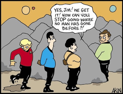 Cartoon: Ya have to go (medium) by Tim Akin Ink tagged star,trek,captain,kirk,sulu,george,takai,spock,leonard,nemoy,william,shatner