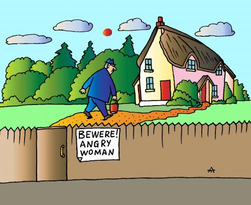 Cartoon: Angry Woman (medium) by Alexei Talimonov tagged man,woman,home,angry