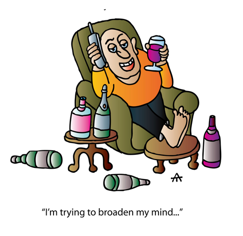 Cartoon: Broaden Mind (medium) by Alexei Talimonov tagged alcohol,wine,mind,broaden