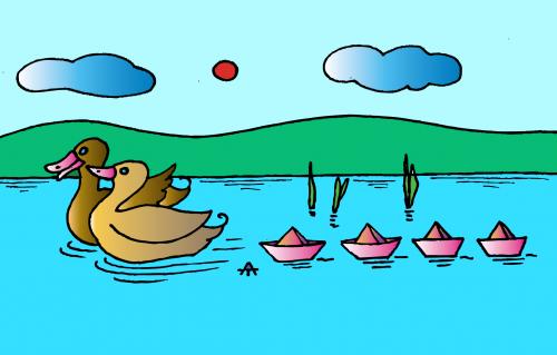 Cartoon: Duck Love (medium) by Alexei Talimonov tagged summer,holidays