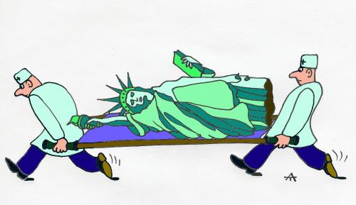 Cartoon: Emergency (medium) by Alexei Talimonov tagged statue,liberty,usa,new,york