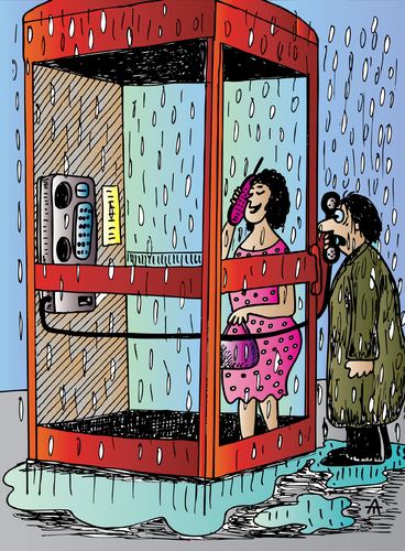 Cartoon: Mobile (medium) by Alexei Talimonov tagged mobile,rain