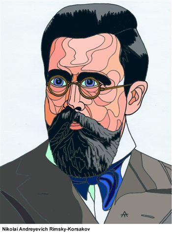 Cartoon: Nikolai Rimsky-Korsakov (medium) by Alexei Talimonov tagged composer,musician,nikolai,rimsky,korsakov