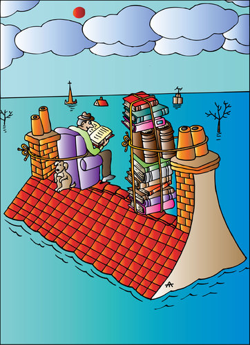 Cartoon: On the Roof (medium) by Alexei Talimonov tagged books,literature