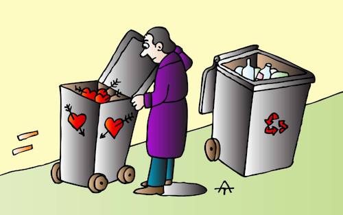 Cartoon: Rubbish and man (medium) by Alexei Talimonov tagged love