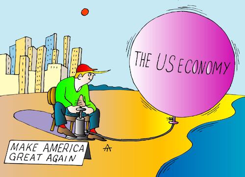 Cartoon: The US Economy (medium) by Alexei Talimonov tagged usa,economy,maga