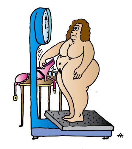 Cartoon: Weight Watcher (medium) by Alexei Talimonov tagged body,care,bathroom,fat,overweight,fitness,health