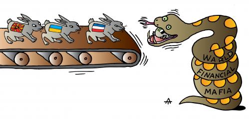 Cartoon: World Financial Mafia (medium) by Alexei Talimonov tagged recession,economy,financial,crisis