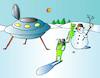 Cartoon: UFO and Snowman (small) by Alexei Talimonov tagged ufo,snowman