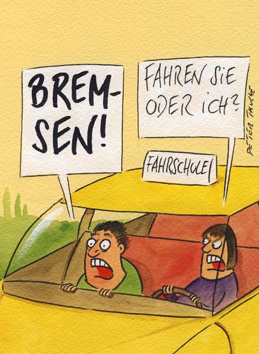 Cartoon: fahrschule (medium) by Peter Thulke tagged auto,fahrschule,frau,auto,fahrschule,frau