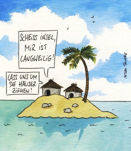 Cartoon: langweilig (medium) by Peter Thulke tagged insel,aussteiger,insel,aussteiger