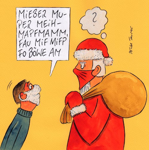 Cartoon: weihnachten (medium) by Peter Thulke tagged weihnachten,corona,maske,weihnachten,corona,maske