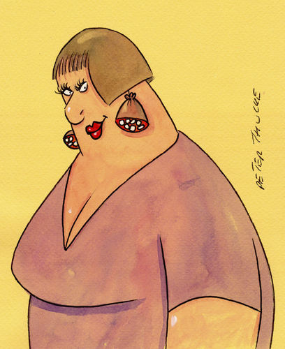 Cartoon: zipfel (medium) by Peter Thulke tagged wurst,mode,schönheit,wurst,mode,schönheit,ohrringe,schmuck,frauen,beauty,fleisch,dick,essen,nahrung,fashion