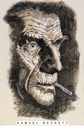 Cartoon: Samuel Beckett (medium) by Cartoons and Illustrations by Jim McDermott tagged irishwriter,writer,irish,linedrawing