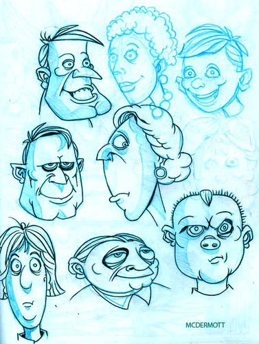 Cartoon: Sketchbook Faces (medium) by Cartoons and Illustrations by Jim McDermott tagged sketchbook,people,crowd,faces