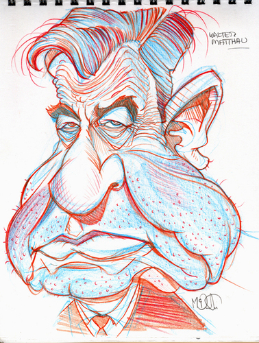 Cartoon: Walter Matthau (medium) by Cartoons and Illustrations by Jim McDermott tagged sketchbook,actors,caricatures