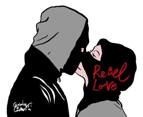 Cartoon: Rebel Love (medium) by Political Comics tagged rebel,love,occupay