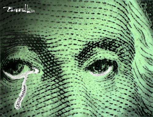 Cartoon: The Dollar Cries (medium) by CARTOONISTX tagged us,dollar,value,