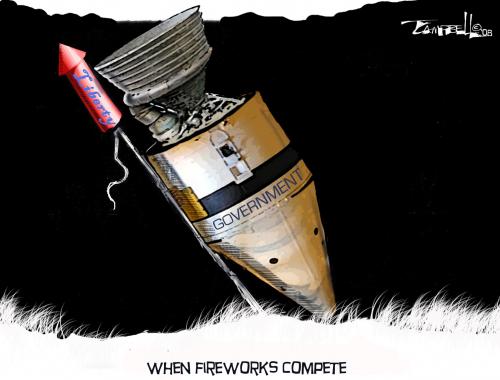 Cartoon: When Fireworks Compete (medium) by CARTOONISTX tagged government,liberty