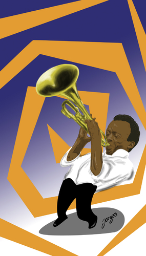 Cartoon: Miles Davis (medium) by Jorge A tagged digital