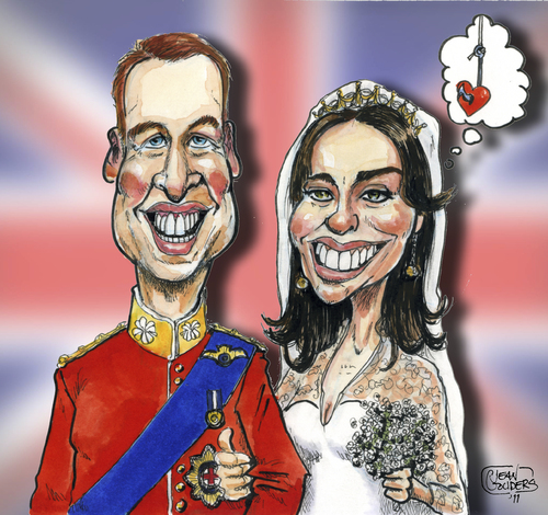 Cartoon: Kate and Wills (medium) by jean gouders cartoons tagged royal,wedding,kate,william,winsor,jean,gouders,kariaktur,karikaturen,royal wedding,william,kate,royal,wedding