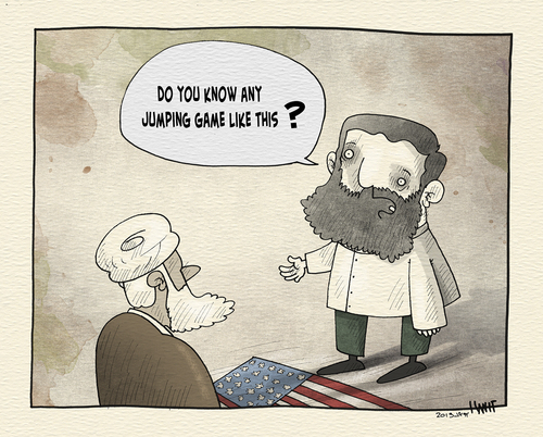 Cartoon: Hobby ! (medium) by hanifbahari tagged compromise,extremist,flag,usa,rouhani,iran