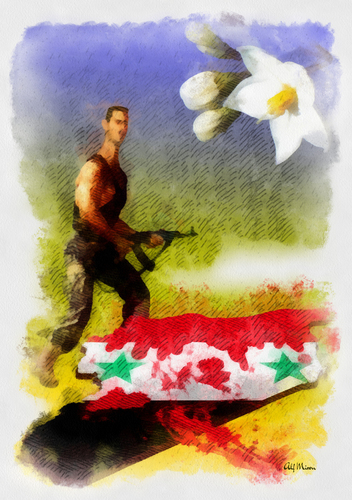 Cartoon: The Butcher of Syria (medium) by Alf Miron tagged oppression,violence,arab,revolution,jasmine,syrien,syria,dictator,assad,al,bashar