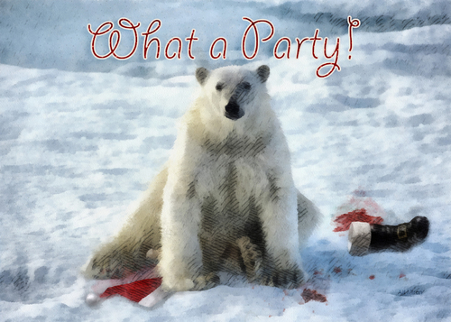 Cartoon: What a Party! (medium) by Alf Miron tagged santa,claus,xmas,christmas,polar,bear,arctic,climate,change,earth,warming,food