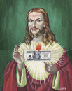 Cartoon: Sacred heart (small) by lloyy tagged money sacred heart religion humor