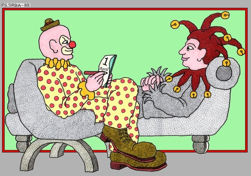 Cartoon: April Fools Day (medium) by srba tagged april,clown,joke,psychology