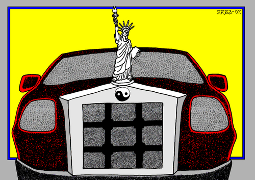 Cartoon: Car (medium) by srba tagged yang,yin,jail,freedom,car