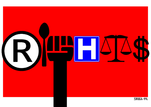 Cartoon: Rights (medium) by srba tagged human,rights,food,rebelion,health,justice,salary