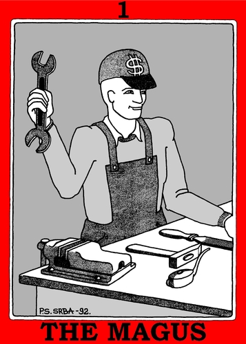 Cartoon: The Magus (medium) by srba tagged worker,tarot,cards