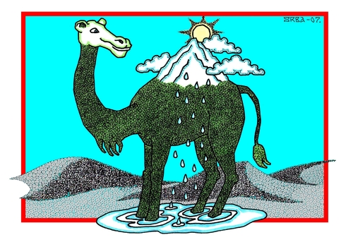 Cartoon: The Snows of Kilimanjaro (medium) by srba tagged camel,kilimanjaro,desert,afrika