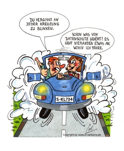 Cartoon: Datenschutz (medium) by irlcartoons tagged datenschutz,reise,fahrt,verkehrsteilnehmer,ziel,verkehrsregeln,verkehrsrecht,blinkmuffel