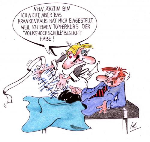 Cartoon: Gesundheitsreform (medium) by irlcartoons tagged politik,gesundheit,arzt,krankenkasse,irl,cartoons,volkshochschule,sparmaßnahmen,krankenhaus,gips,gesundheitsreform,krank,krankenhaus,gesundheit,patient,praxis,gips,beinbruch,gesundheitsreform,reform,krank,sparmaßnahme,sparen,krankenschwester,töpferkurs,volkshochschule,angestellter,arbeit,arbeitskraft,verhältnis,leistung,kompetenz,fähigkeit