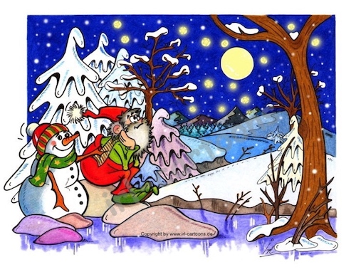 Cartoon: Stille Nacht (medium) by irlcartoons tagged weihnachten,schneemann,winter,wichtel,elfen,elf,christmas,schneelandschaft,schnee,sternennacht,schneeflocken,dezember,mond,sterne,christmastime,weihnachtszeit,love,liebe,fest,festtage,feiertag
