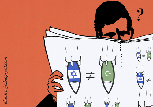 Cartoon: Bombs (medium) by german ferrero tagged antruejo,antimilitar,militar,israel,gadafi,libia,war,bombs