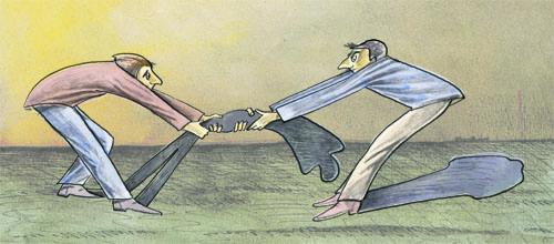 Cartoon: Rivals (medium) by Mihail tagged rivals,competition,shadow