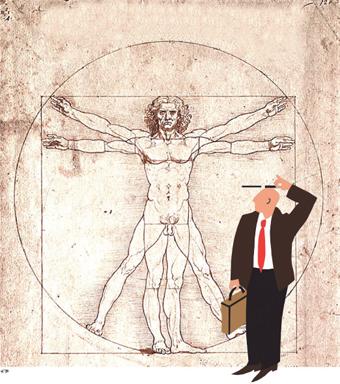 Cartoon: Without words (medium) by Mihail tagged leonardo,da,vinci,businessma,business,measure