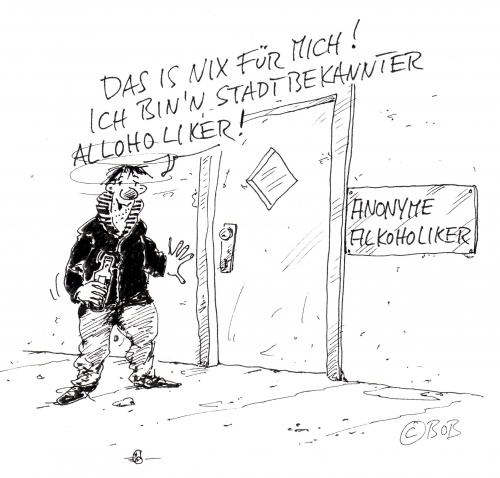 Cartoon: AA (medium) by Christian BOB Born tagged alkoholiker,saufen,drogen,hilfe,entzug,gesundheit,anonym,anonyms alkoholiker,alkohol,droge,drogen,drogenabhängigkeit,drogenabhängiger,drogenabhängig,sucht,süchtig,abhängigkeit,abhängig,trinken,getränk,bekannt,promi,prominent,bekanntheit,therapie,patient,hilfegruppe,selbsthilfegruppe,unbekannt,identität,persönlichkeit,besoffen,betrunken,nachbarschaft,anonyms,alkoholiker,aa