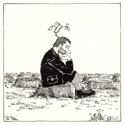 Cartoon: Auguste Rodung (medium) by Christian BOB Born tagged denker,einsam,wald,bäume,roden,wachstum,denker,einsam,wald,bäume,roden,wachstum,denken,mann,philosophie,natur,mensch