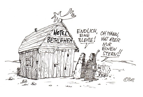Cartoon: Hotel B (medium) by Christian BOB Born tagged weihnachten,maria,josef,bethlehem,weihnachten,maria,josef,bethlehem
