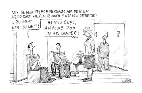 Cartoon: Poo (medium) by Christian BOB Born tagged pflege,pflegepersonal,freizügigkeit,windel,poo