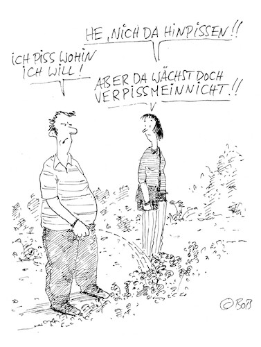 Cartoon: VERPISSMEINNICHT (medium) by Christian BOB Born tagged pinkeln,blume,natur,harndrang,blase,pinkeln,blume,natur,harndrang,blase