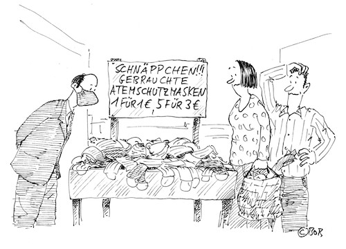 Cartoon: Wühltisch (medium) by Christian BOB Born tagged virus,atemschutz,maske,pandemie,virus,atemschutz,maske,pandemie